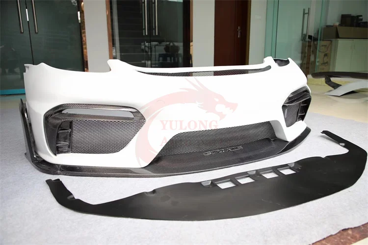 GT4RS Body Kit For Porsche 718 Upgrade Half Carbon Fiber Front Bumper Rear diffuser Lip Hood Fender Spoiler