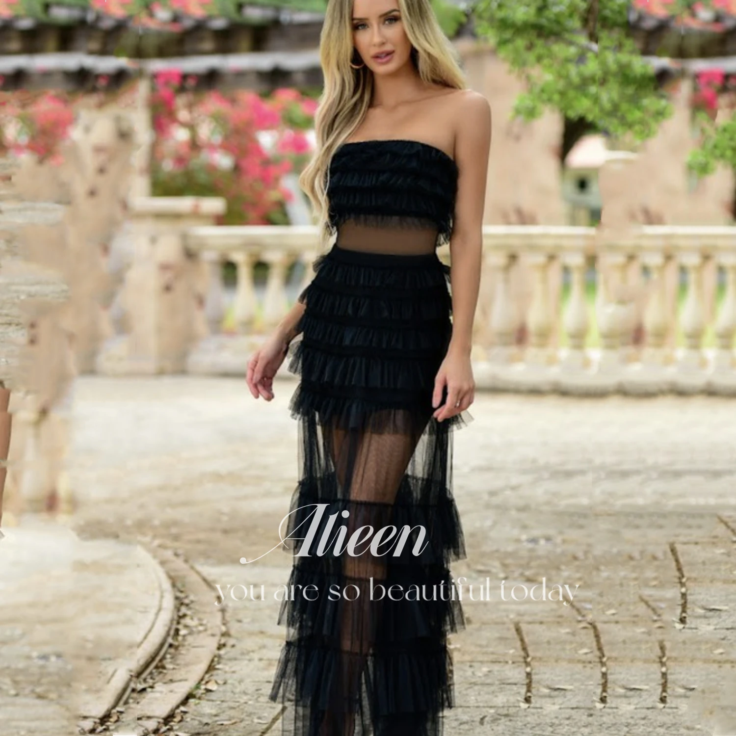 

Aileen Black Luxurious Women's Evening Dresses Woman Elegant Party Dresses for Women 2023 Sexy Reunion Mesh Layered Cocktail