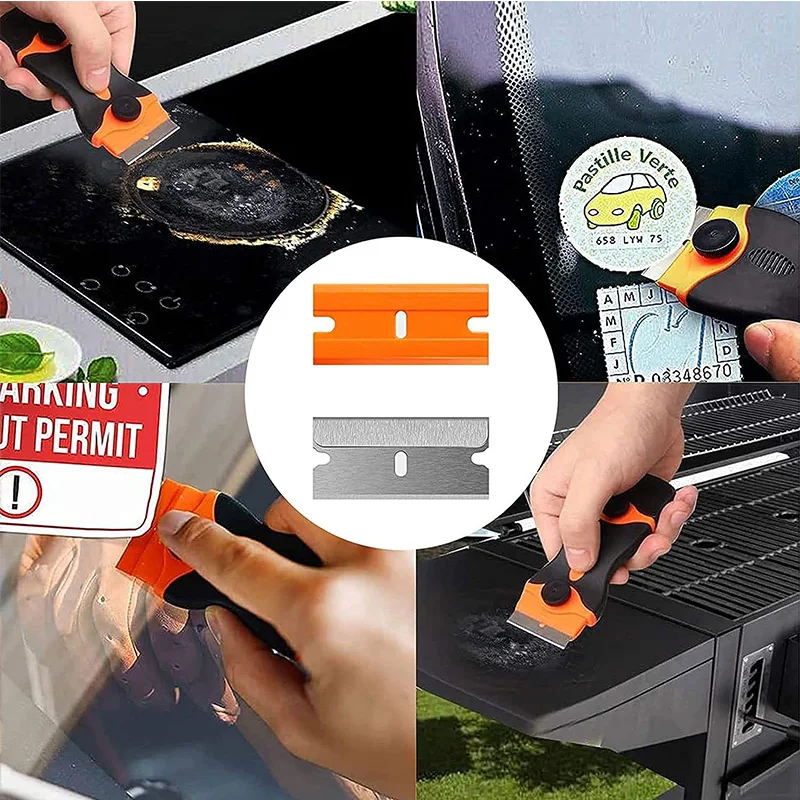 Dual-Head Handvat Lijm Scheermes Schraper met Plastic/Metalen Messen voor Mobiele Telefoon Tablet Auto Glasreiniger Zelfklevende Etiketten Remover