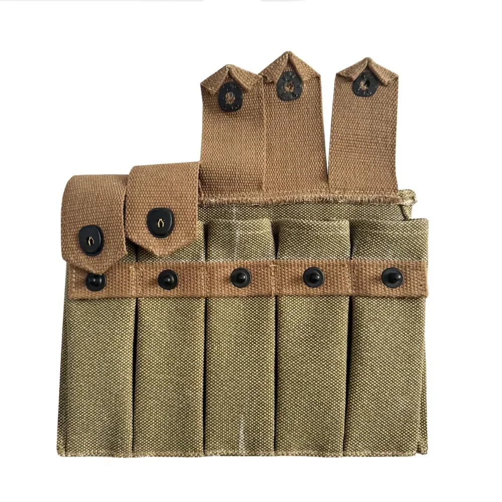 ww2-レトロ-5-スロット実用的な収納バッグ-カーキカラーの再現機器収納バッグ-ボタン付き-アウトドア-ハイキング-プロップバッグ