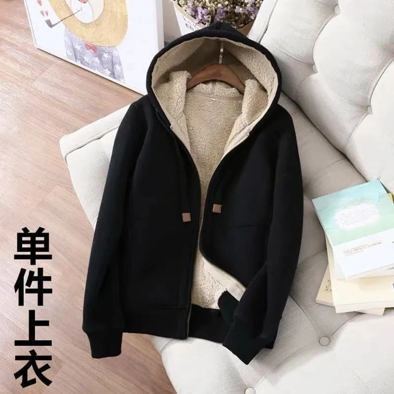 

Спортивный костюм женский 2025 зимний новый плюс бархатный толстый свободный повседневный костюм женский большой размер с капюшоном теплые широкие брюки комплект из 2 предметов