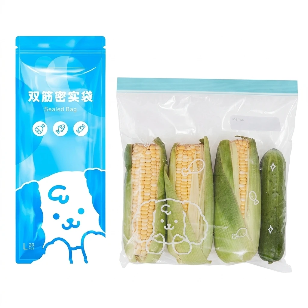Kitchen Freezer Bags Food Grade Self Sealing Storage Pouch Low Temperature Resistant Reusable Clear Bags for Home Organising