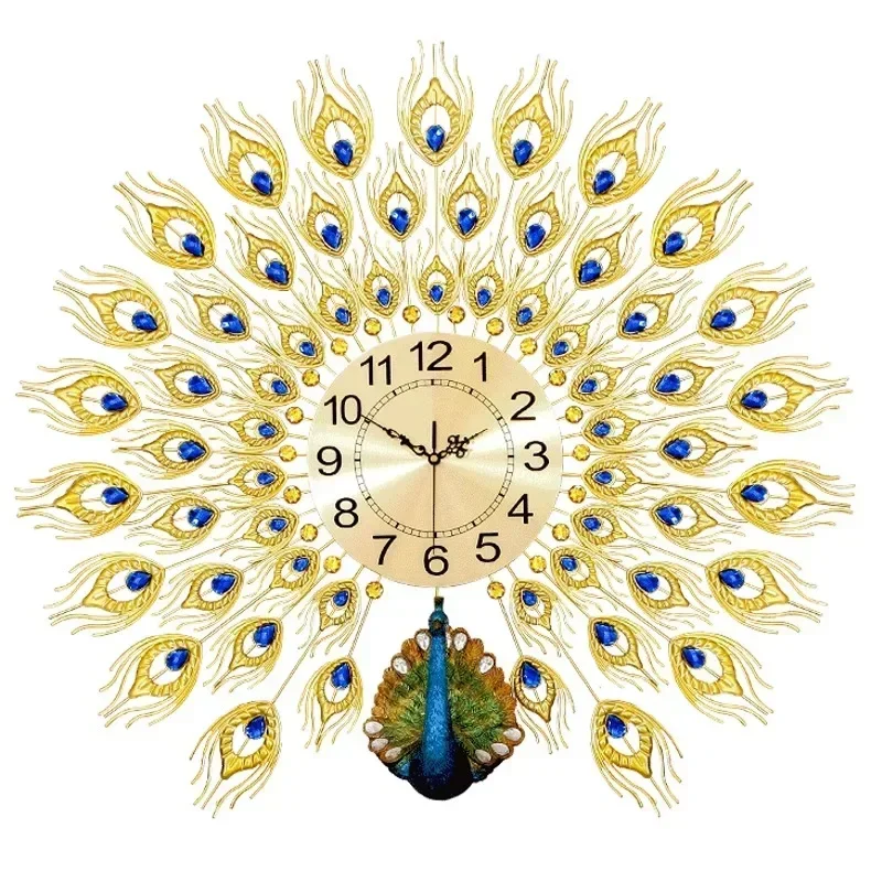 Restaurant Peacock Wall Clocks Living Room Art Mural Luxury Wall Watch Modern Aesthetic Silent Horloge Murale Home Decoration