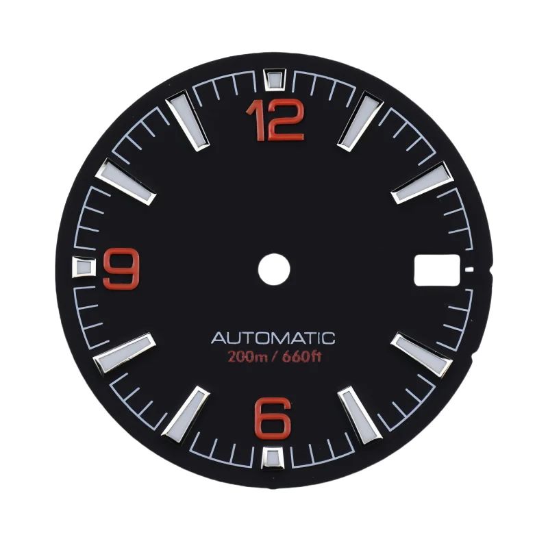 Quality Sea 600m Style Watch Dial With C3 Bgw9 Green Blue Luminous For Nh35 Nh36 Mechanical Movement Skx007 Case 28.5mm Dial