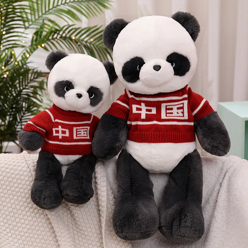 45/65cm Kawaii Wear Sweater Chinese Giant Panda Plush Toy Doll Fluffly Stuffed Cartoon Animal for Kids Xmas Gift Hobbies Collect