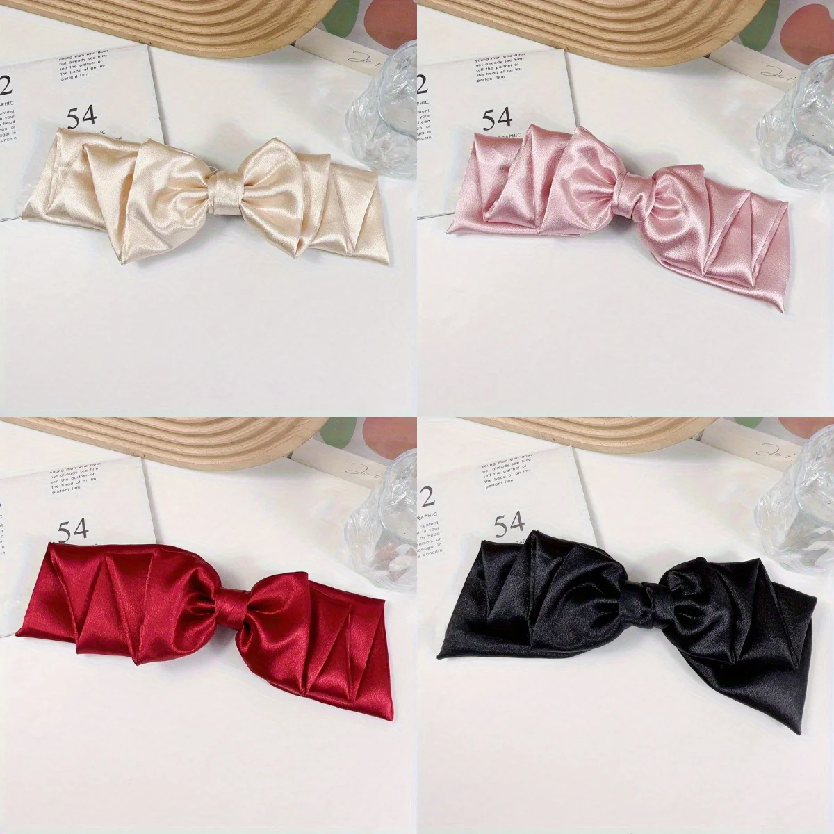 

Fashion High Quatity Satin Big Bow Hairpins Popular Hair Clip Women Sweet Solid Three-layer Bow Drape Hairgrip Accessories