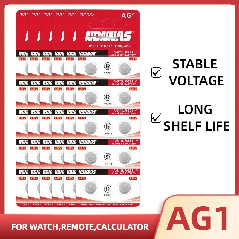 5-100PCS AG1 LR621 364 SR621SW 164 531 SR621 SR60 CX60 1.55V Alkaline Button Battery For Watch Car Key Remote Toy Coin Cell