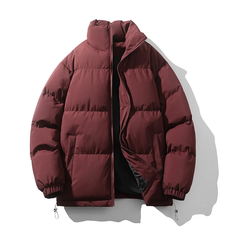 Winterjas Heren Effen Kleur Parkas Puffer Jassen Heren Opstaande Kraag Warme Dikke Jas Vrouw Mode Casual Parka Merk Kleding