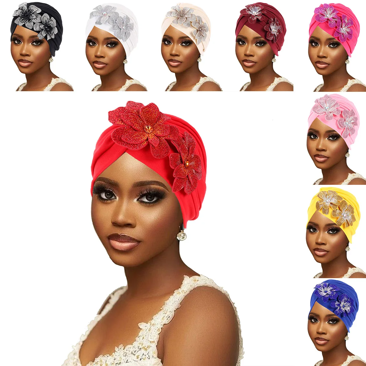 

New Fashion African Auto Gele Headties Muslim Turban Hijab for Women Bonnet Indian Cap Nigeria Head Wrap Hat Wedding Geles Scarf