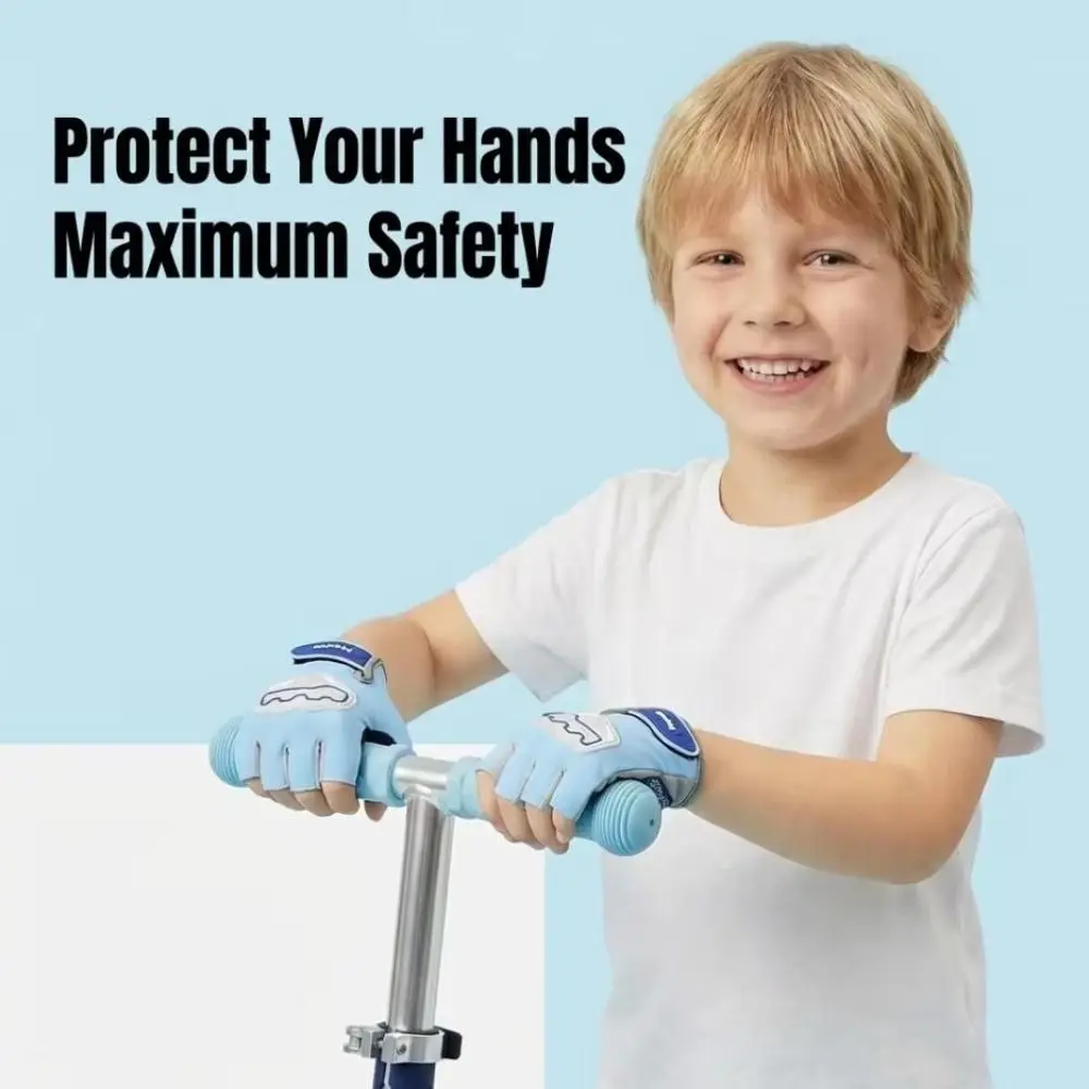 Anti-Slip Children Half Finger Gloves Shock-Absorption Touch Screen Cycling Gloves Breathable Wear-Resistant Half Finger Gloves