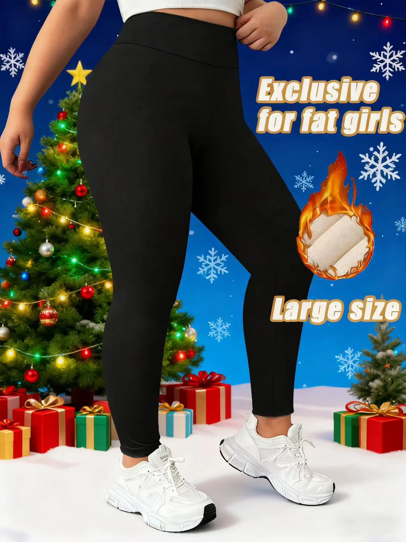 【Confezione da 2】 leggings invernali a vita alta in pile taglie forti, caldi e confortevoli, adatti per sport e abiti natalizi