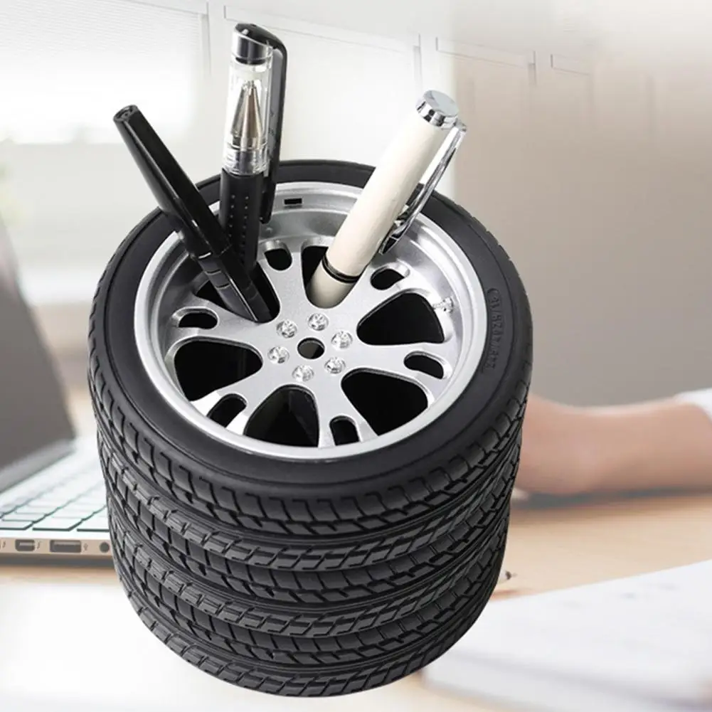 

Pen Holder Desk Organizer Unique Tire Shaped Pen Holder Desk Stationery Accessory Faux Car Tire Pencil Holder Office Home Decor