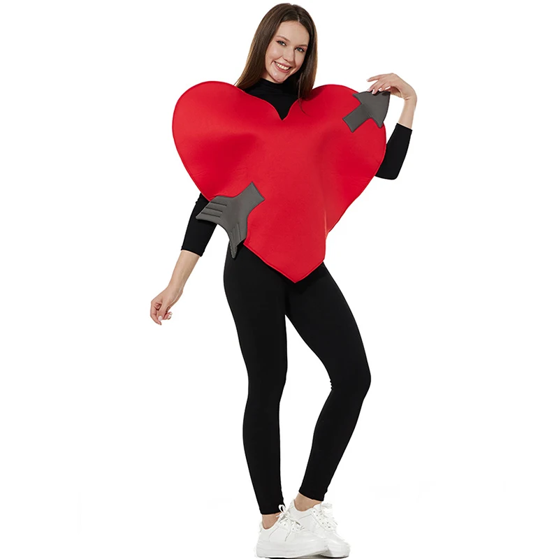 2025 New Arrival Men Valentine's Day Fancy Dress Up Women Red Heart With Cupid Arrow Halloween Costume