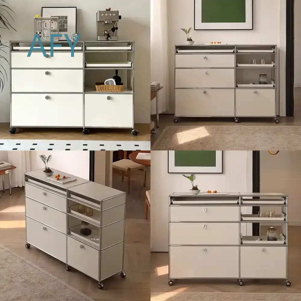 Gebrauchte Kaffeeschränke Aufbewahrungsschränke Schubladen Edelstahl Bauhaus Modulare Schränke Bücherregale für Zuhause Büro Küche