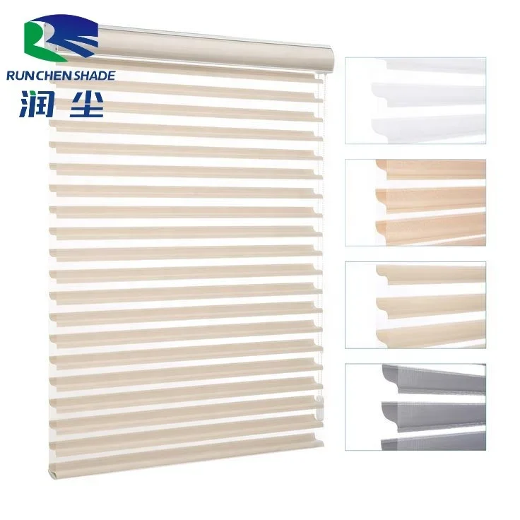 Blinds with shangri-la blind fabric 100% polyester indoor new designs remote control automatic  blinds