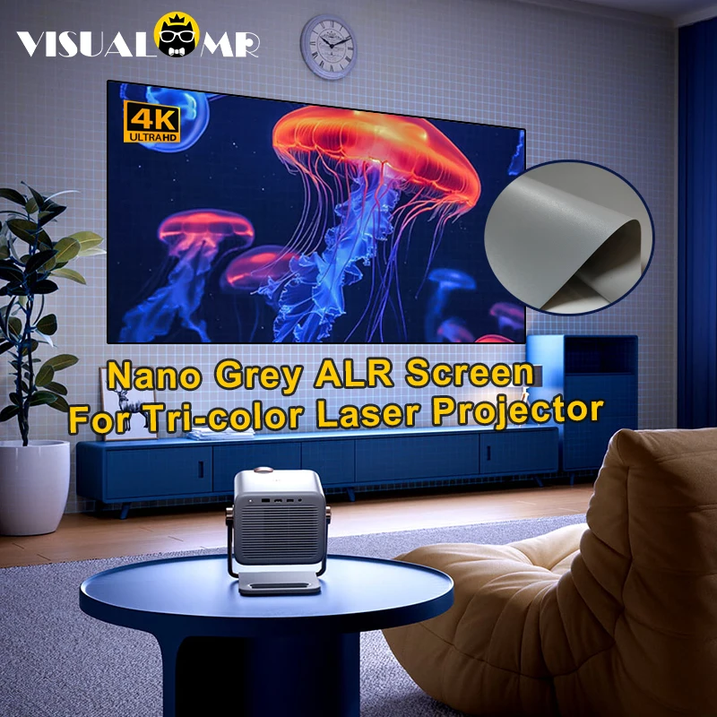 

Nano Grey ALR Projection Screen 120/150/180" Reduce Spot for Tri-color Laser Projector Ambient Light Fixed Frame 1cm Bezel 4K 3D