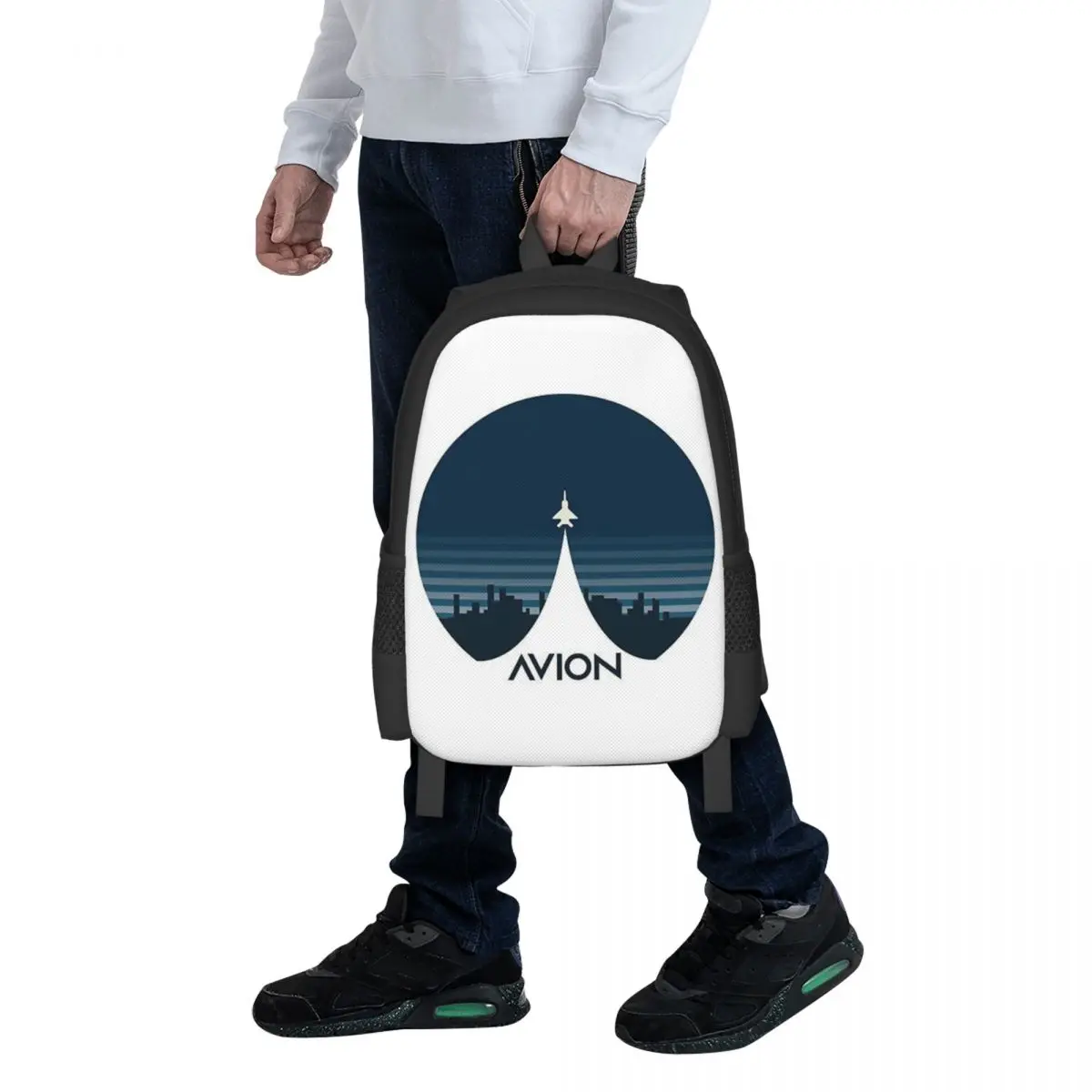 Aviation Fighter Aircraft Above The City Student Backpack School Bag Hiking Travel Daypack for Fashion Bookbag Shoulder Bags