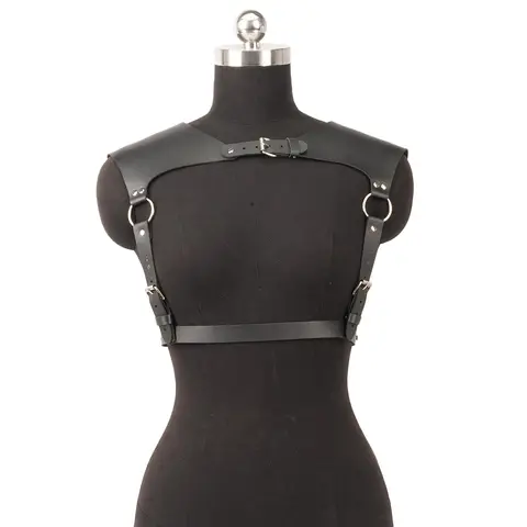 Women Fashion Belt PU Leather Body Shoulder Armor Chest HarnessSword Belt Shoulder Strap Harness Women Clothing Open Cage Bra