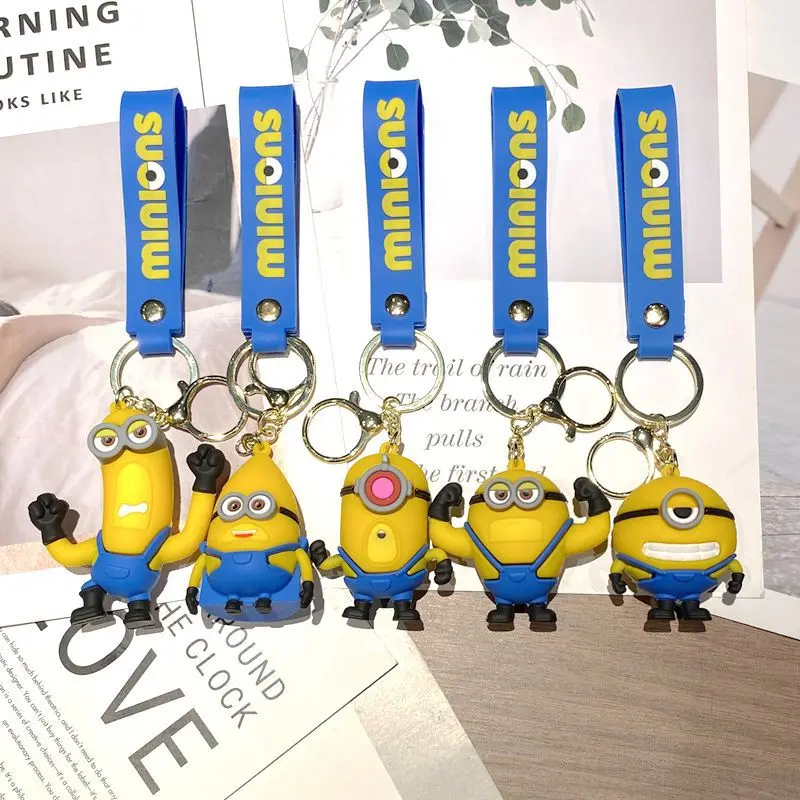 MINISO Cartoon Cute Minions Keychain Pendant Students Bag Hanging Decoration Gift All-match Car Key Chain Christmas Gifts