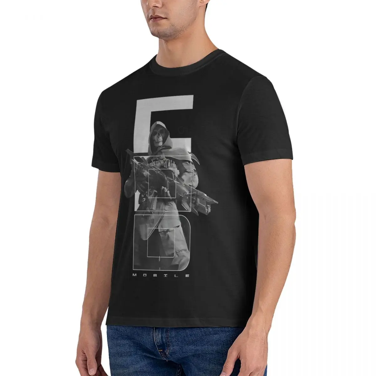 Azrael Futuristic Art T-Shirt Men Ghost MW2 COD Calls Of The Duty Vintage Cotton Tees Round Neck Short Sleeve T Shirt