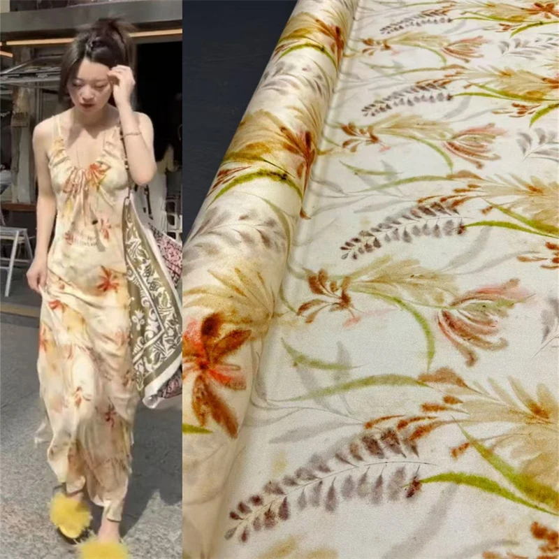 

Модный летний тонкий принт, эластичный двойной атласный дизайнерский швейный материал Qiao, роскошный высококачественный материал ручной работы, сделай сам, шелковая ткань тутового шелкопряда