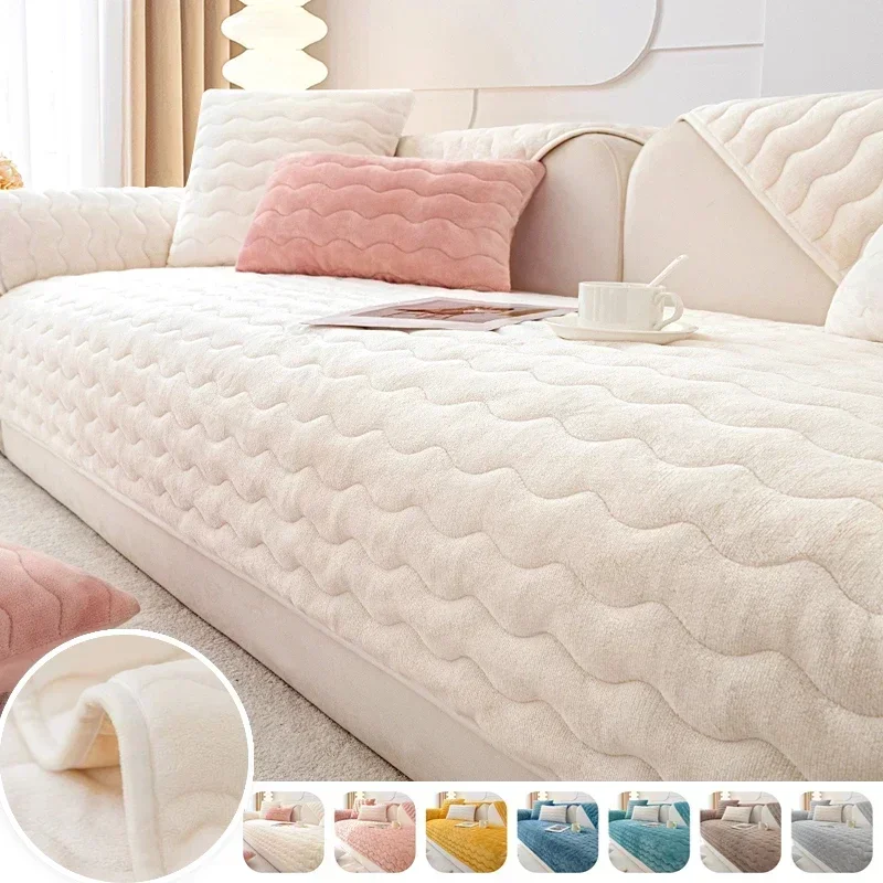 

Nordic Plush Velvet Sofa Cover Mat Universal Non-slip Sofa Towel Pad Winter Warm L Shape Couch Slipcovers for Living Room 소파 커버