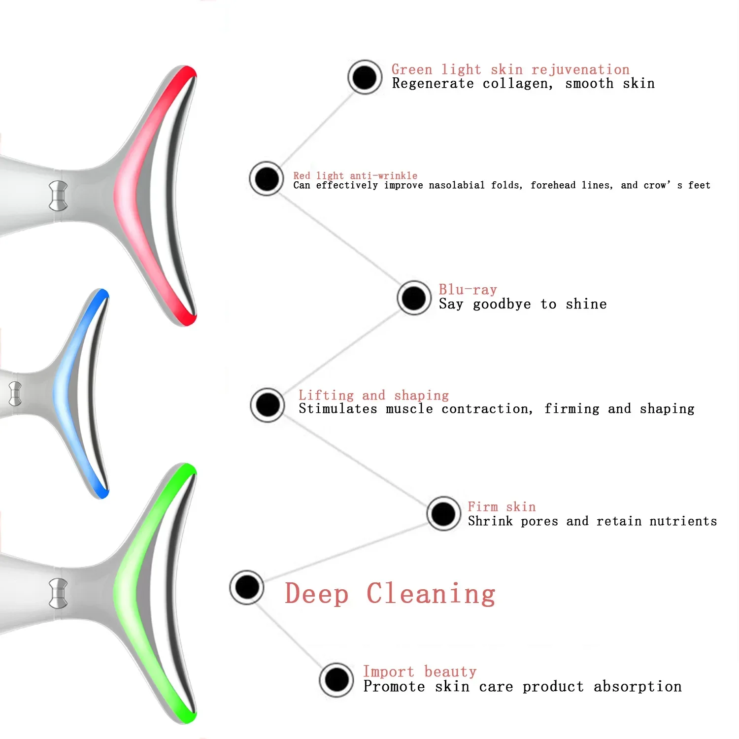 Face Lifting Massager Facial Microcurrent EMS Neck 3 Colors Light LED Photon Therapy Skin Tighten Device Anti Wrinkle Remover
