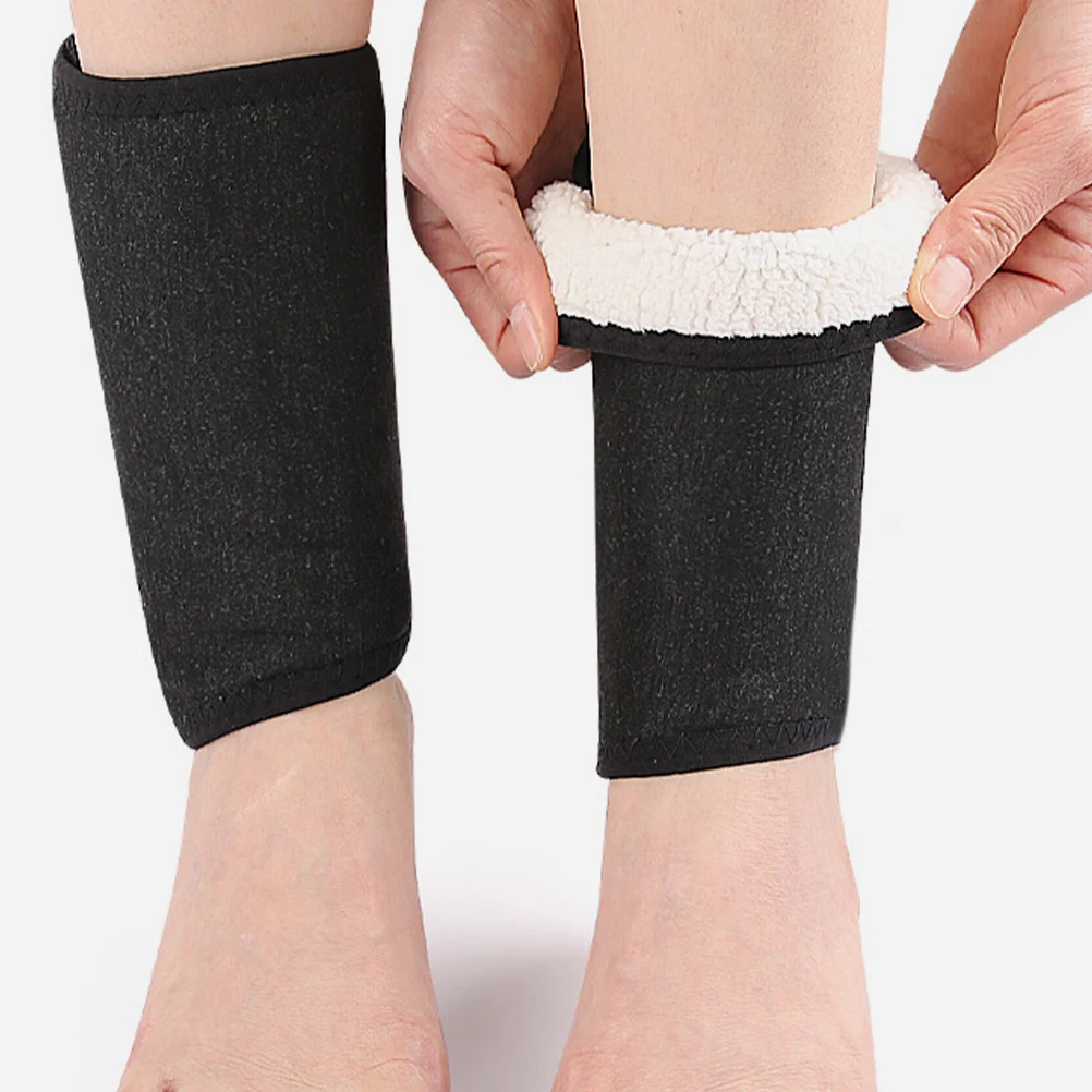 

Winter Cycling Ankle Support Leg Warmers Fleece Lined Boots Black Color Unisex Design Knee Length Thermal Running Skiing