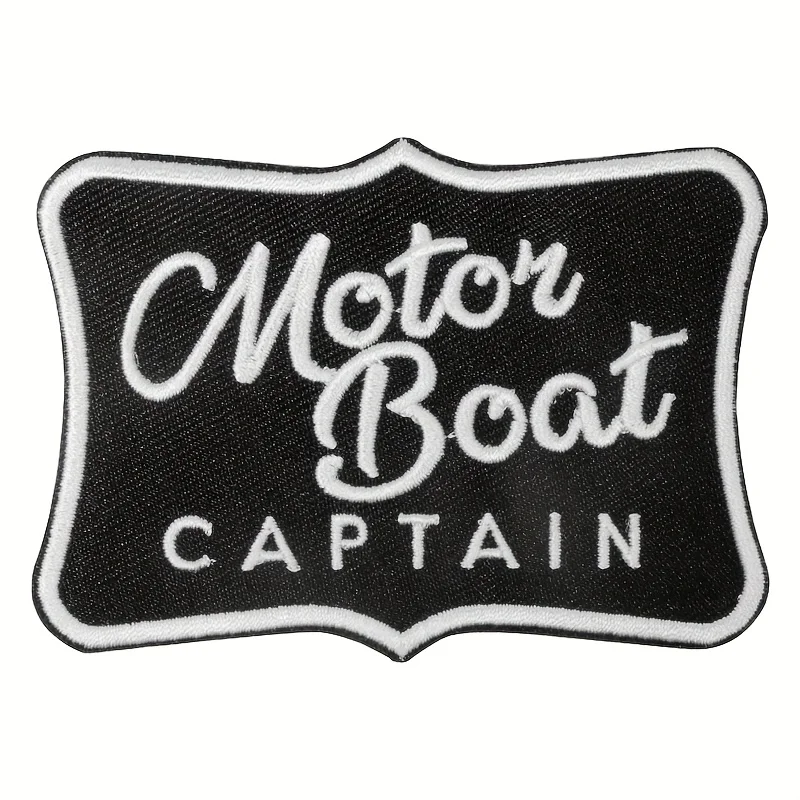

A Single Embroidered Patch Featuring The Words 'Motor Boat Captain', Designed for Use on Clothing Or As a Accessory