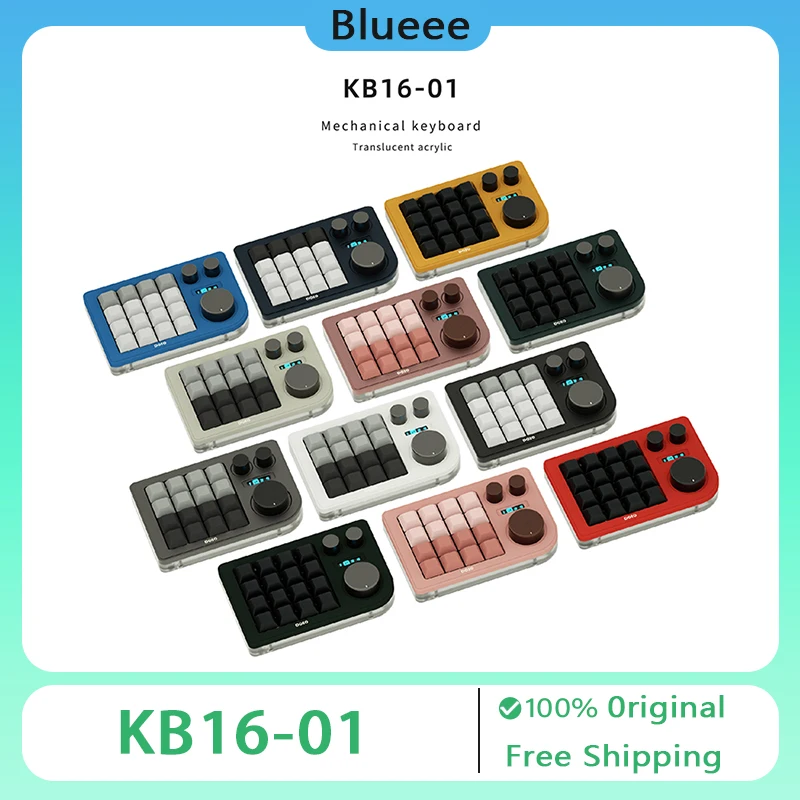 

DOIO kb16-01 Mechanical Keyboard 16Key Mini Number Keyboard with 3-Knobs Keypad OLED Screen Customization Portable Laptop Office