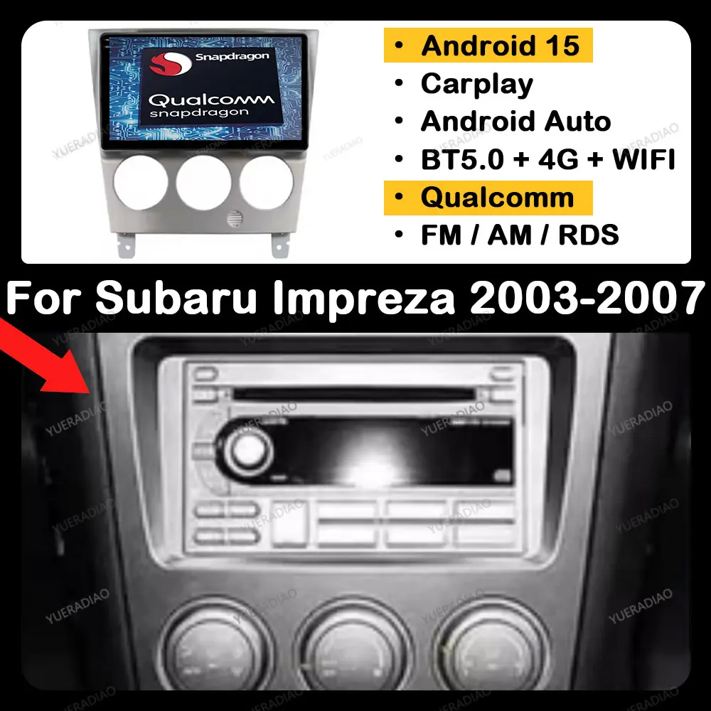 

Android 15 Car Radio For Subaru Impreza WRX 2003 - 2007 Multimedia Stereo Video Player BT GPS NAVI 2DIN QLED 4G WIFI Head Unit