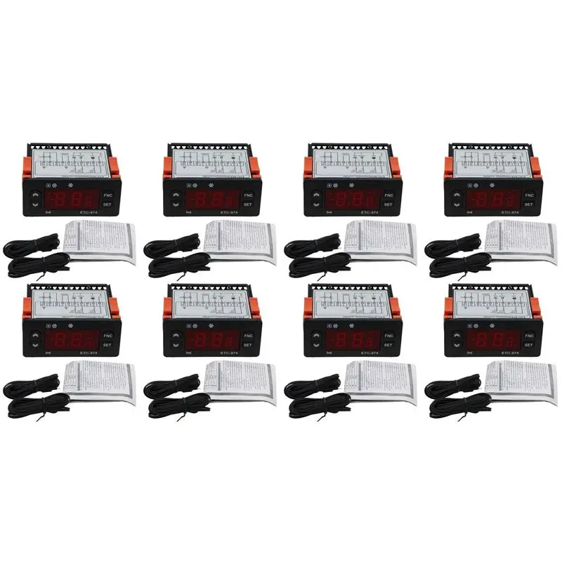 Y39A-8X ETC-974 Digital Temperature Controller Microcomputer Thermostats Thermostat Refrigeration Alarm 220V NTC Sensor