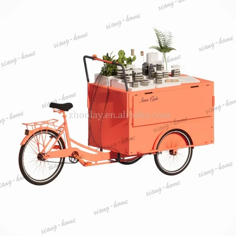 PG custom.Outdoor Metal Iron Flower Cart Food Cart Bicycles Mobiler Verkaufsstand Waffle Dessert  Food Cart Sale