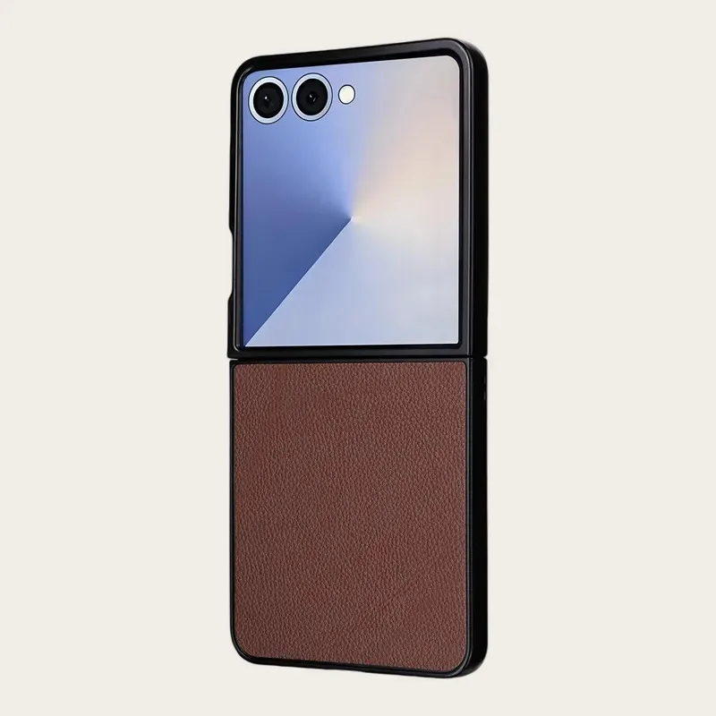 Skinlee For Samsung Galaxy Z Flip 8 5G Litchi Leather Flip Case foldable Shockproof Shell For Samsung Galaxy Z Flip 8 5G Casing