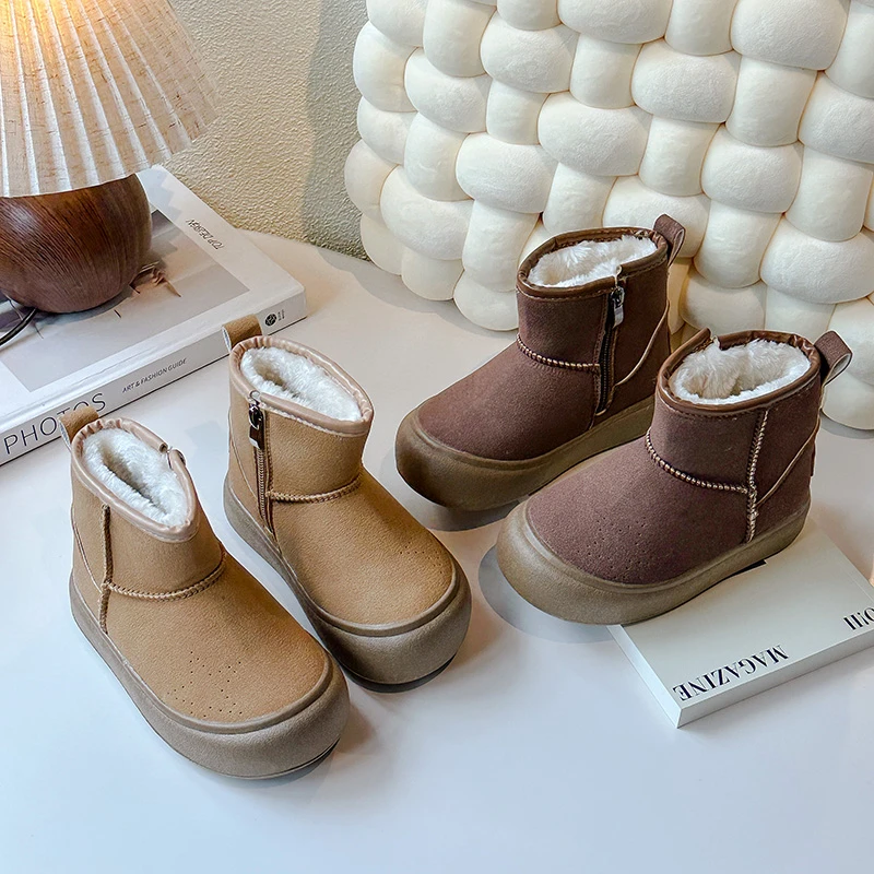 

2025 New Style Baby Winter Hot Sale Soft Fashion Plush Warmth Thick Soled Snow Boots Lightweight Slip-on Sports Boots