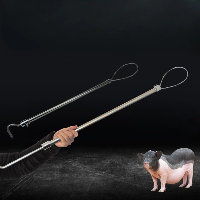 Stainless Steel Pig Snare Pole, Self-locking Swine Restraint Holder, Livestock Pig Nose Capture Tool for Farm Veterinary Use