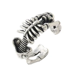 Vintage Punk Silver Open Rings Men Women,Adjustable Rings,Hippie Rings,Cool Gothic Rings,Skeleton Skull Rings Jewelry