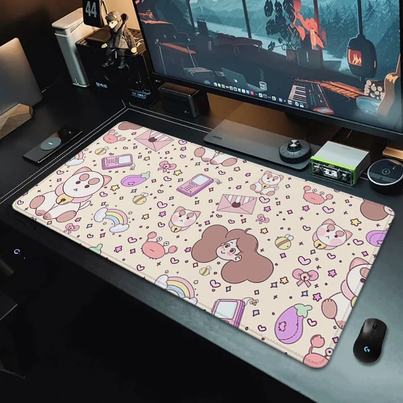 

Kawaii Mouse Pad Cute Anime Computer Desk Mat Mouse Mats Gamer Keyboard Mat Stitched Edge Mousepad Cabinet Pc Gaming Accessoy