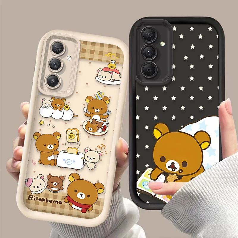 Cute Rilakkuma Bear Case For Samsung Galaxy S25 S24 Ultra S23 S22 S21 Plus FE A56 A36 A26 A16 A06 A1
