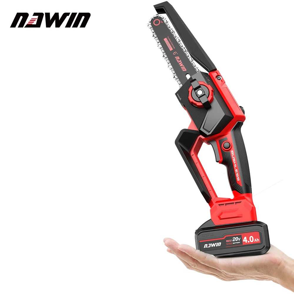 NAWIN Brushless Lithium-ion Outdoor Logging Chain Saw Home Small Single Hand Chain Saw Logging Sawmill