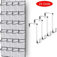 12/14/24 Pockets Over the Door Shoe Organizer Large Mesh Pockets With 4 Hooks Mesh Fabric Shoe Rack Storage Bag For Bedroom