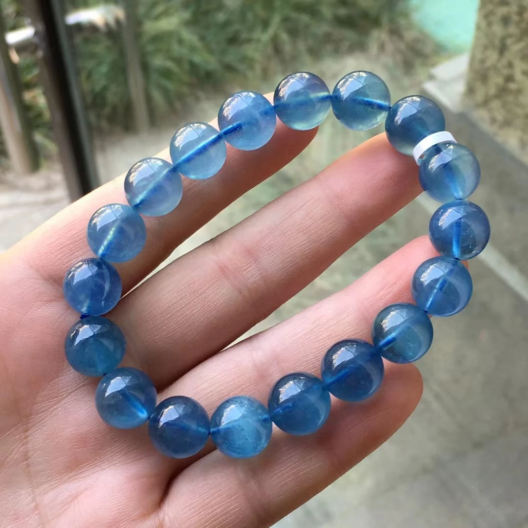 

Natural Blue Aquamarine Clear Round Beads Bracelet Jewelry Gift Wealthy 11.2mm Blue Aquamarine Beads Women Men AAAAAAA