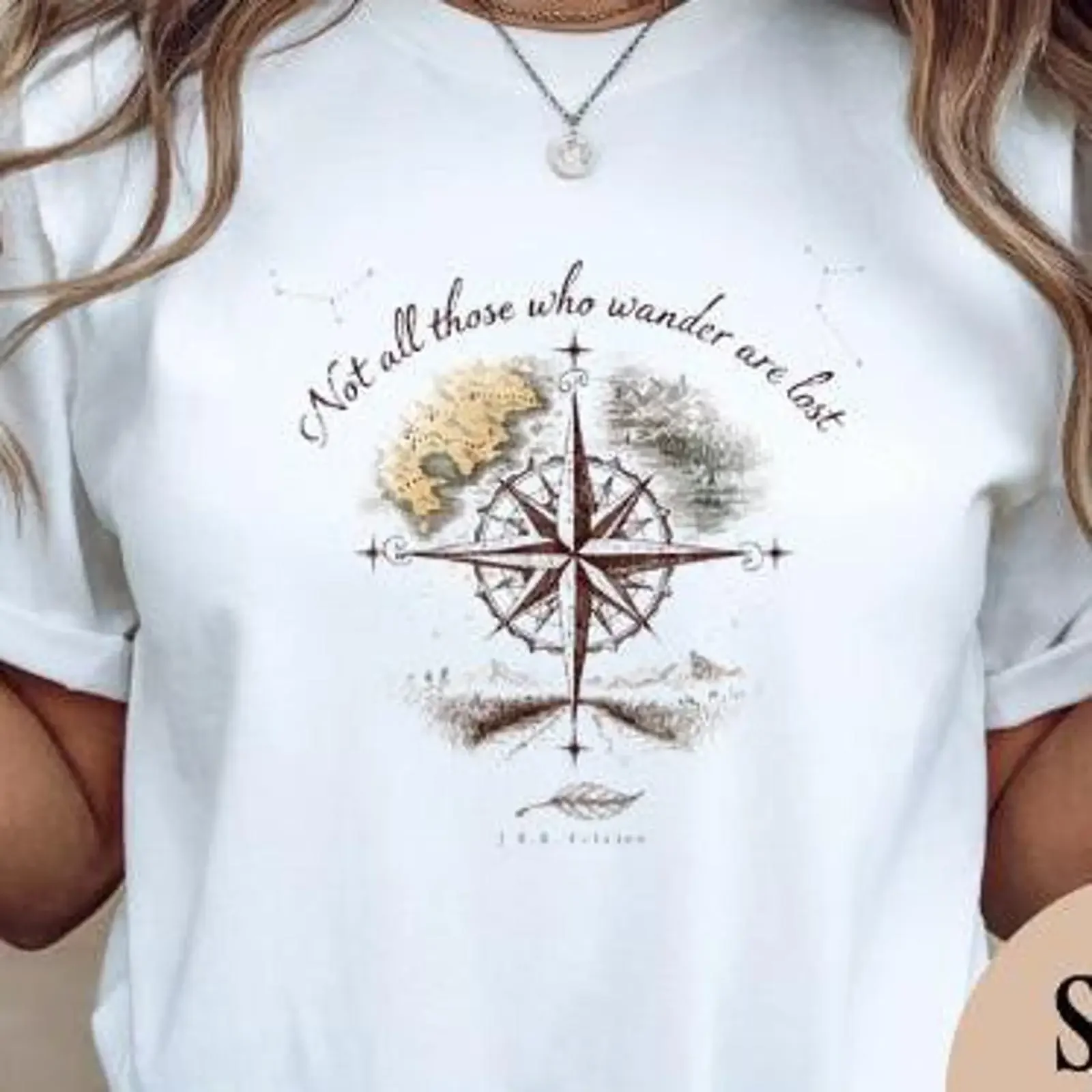 Not All Those Who Wander Are Lost compass T Shirt book quote fantasy tee LOTR Tolkien vintage Washed Versatile