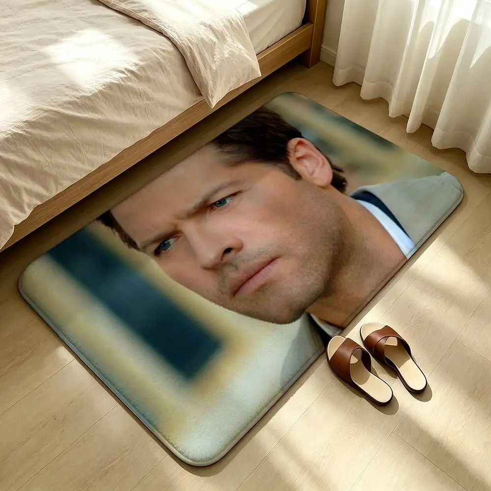 Misha Collins Supernatural Castiel Shower Room Absorbent Small Floor Mat Soft Comfortable Decorative Foot Mat