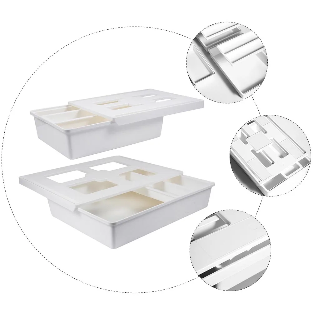 

2 Pcs Self Adhesive Desk Drawer Stationery ganizer Under Table Pen Case Storage ABS PP Material Sturdy Kitchen Study