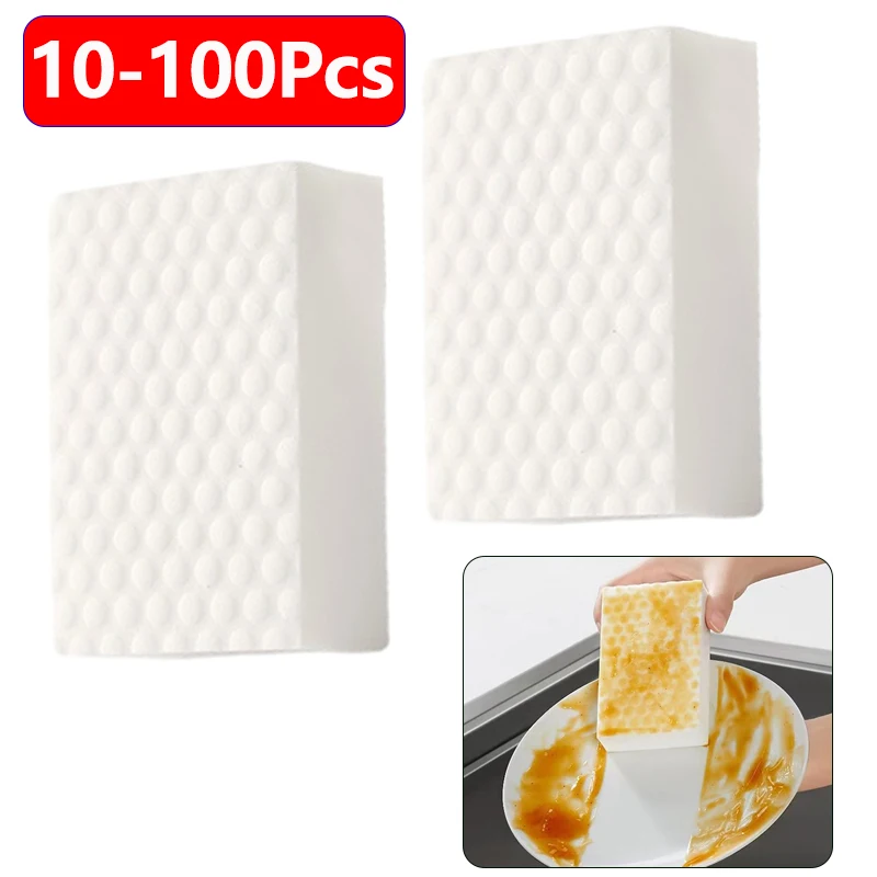 10-100Pcs High Density Magic Sponge Eraser Double Compressed Melamine Sponge Bathroom Office Kitchen Cleaning Sponge Brush