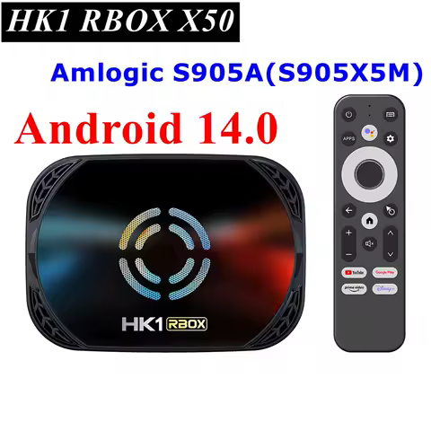 HK1 RBOX X50 Android 14 TV BOX Amlogic S905X5M Quad Core 4K LAN 1000M Dual Wifi6 BT 5.0 Voice Remote Cooling Fan Media Player