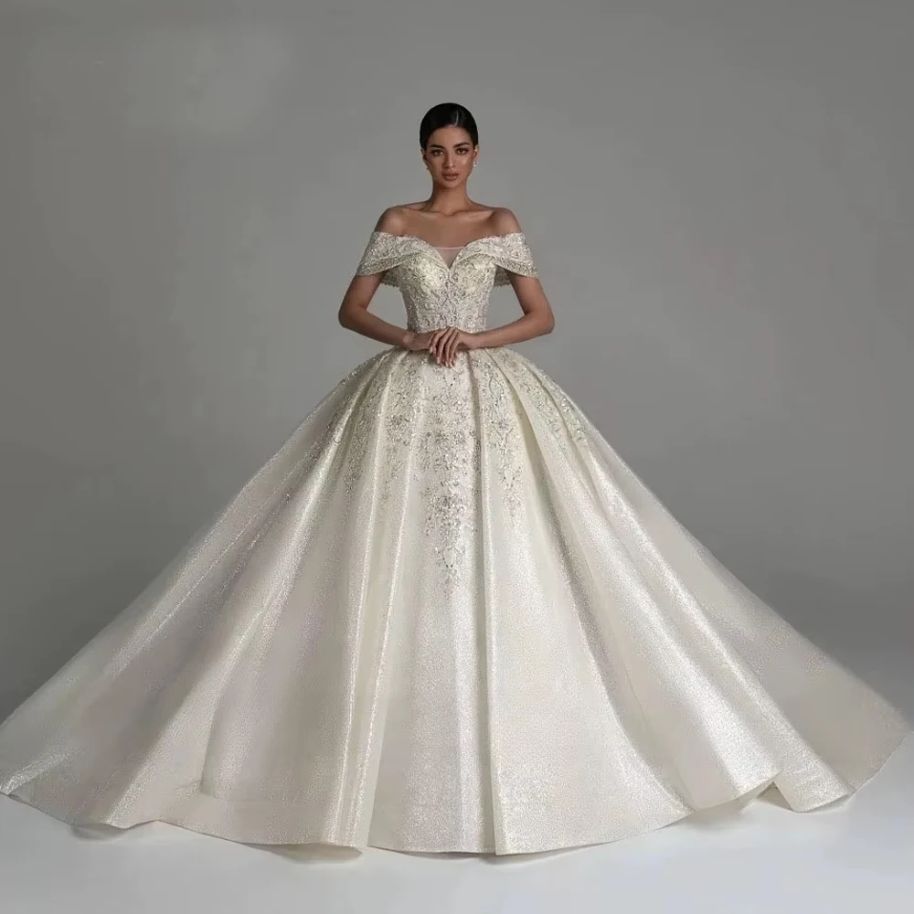 Customized Modern Sweetheart Wedding Dresses For Woman Bridal A-LINE Beaded Bow Lace Appliques Vestidos Bridal Gown