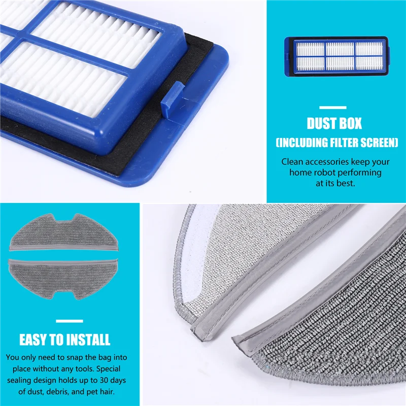 A006-For Eufy Robovac G10 G30 الهجين استبدال تصفية ممسحة القماش الجانب فرشاة الروبوتية مكنسة كهربائية إكسسوارات قطع غيار