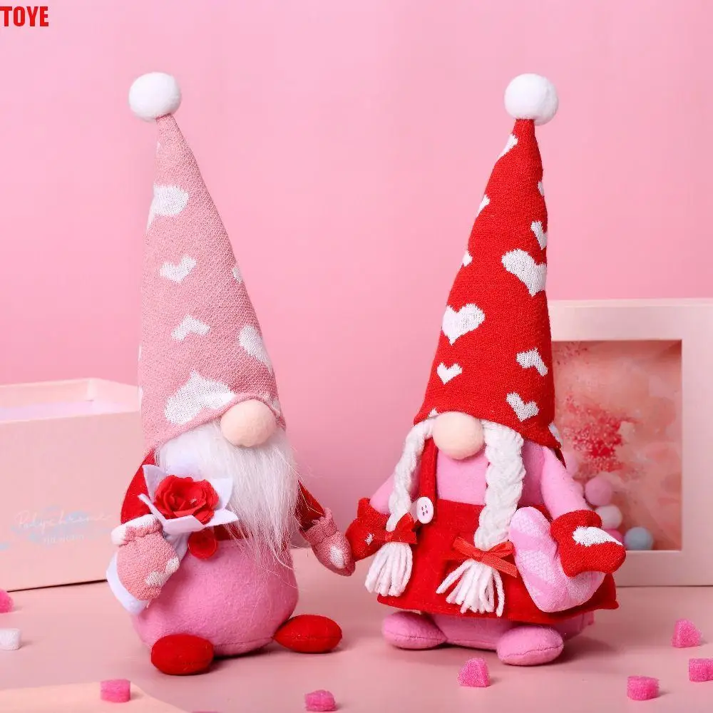 

Couple Style Valentine's Day Dwarfs Faceless Doll Braided Hair Handmade Faceless Plush Toy Flower Cute Love Heart Gnomes Dolls